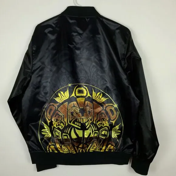 Vancouver Grizzlies Mitchell & Ness NBA L Large Satin‎ Zip Jacket Black Gold NWT